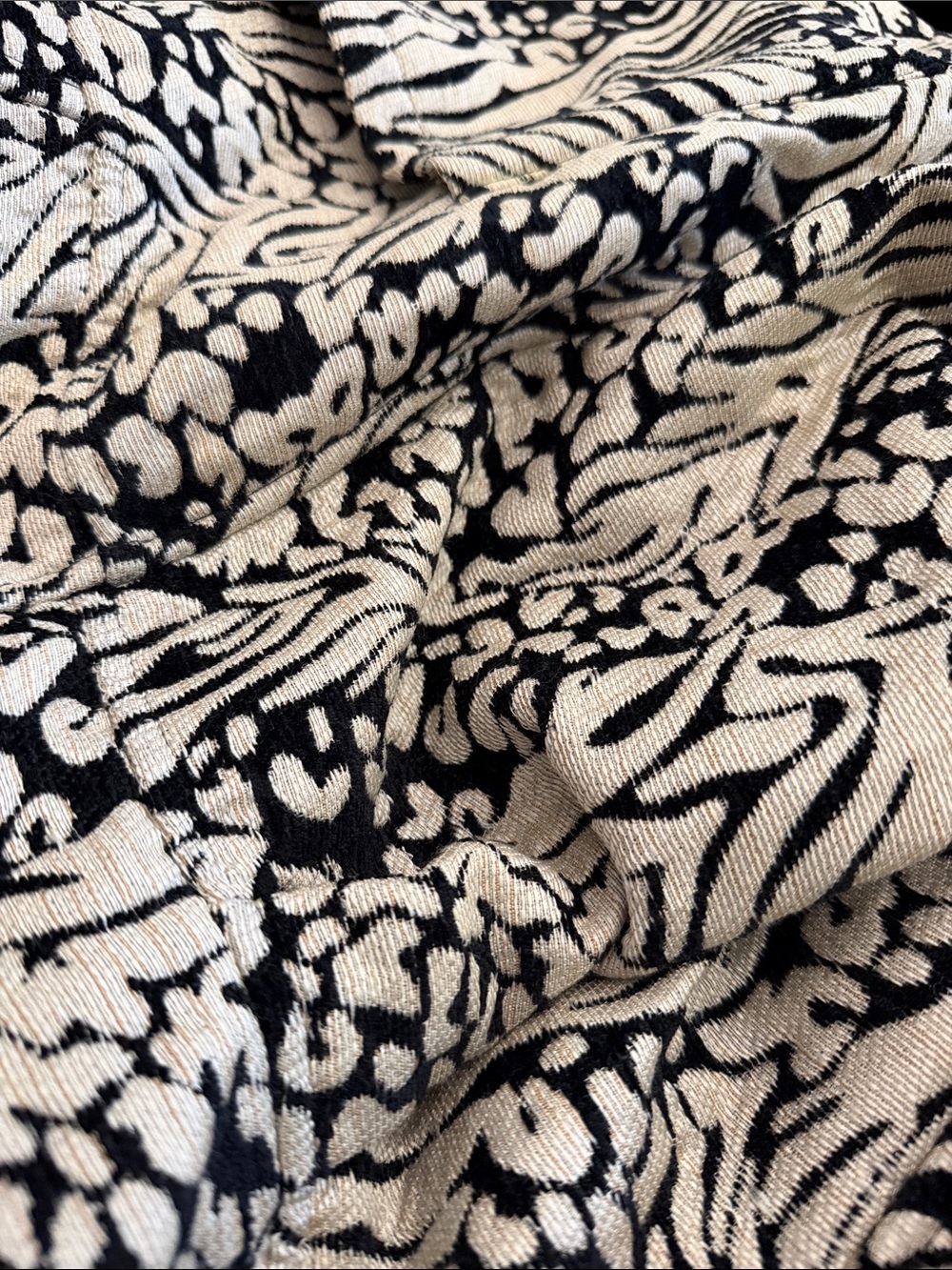 Woven Animal-Print Open Front Jacket - Black & Cream reversible S - Picture 5 of 5